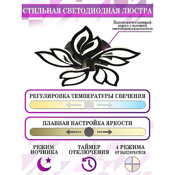 Потолочная светодиодная люстра Natali Kovaltseva High-Tech Led Lamps 82006 Black