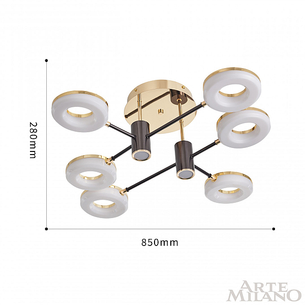 Потолочная светодиодная люстра Arte Milano Ferrara71399 271399/6 BK/GD