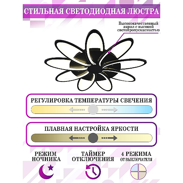 Потолочная светодиодная люстра Natali Kovaltseva High-Tech Led Lamps 82009 Black
