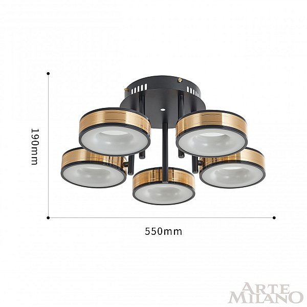 Потолочная светодиодная люстра Arte Milano Ferrara71040 271040/5R BK/GD