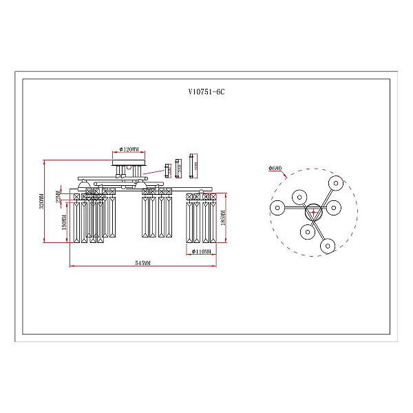 Потолочная люстра Moderli Everly V10751-6C
