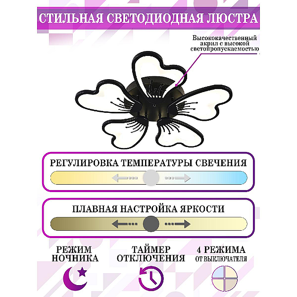 Потолочная светодиодная люстра Natali Kovaltseva Innovation Style 83030 Black
