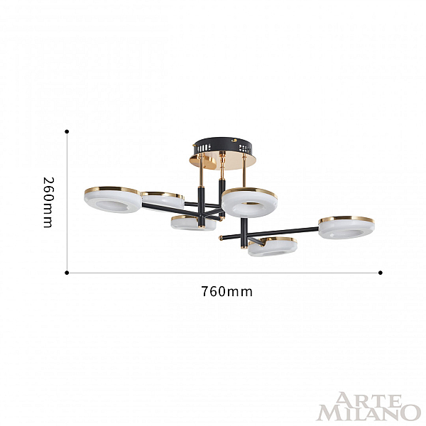 Потолочная светодиодная люстра Arte Milano Ferrara72999 272999/6 BK/GD