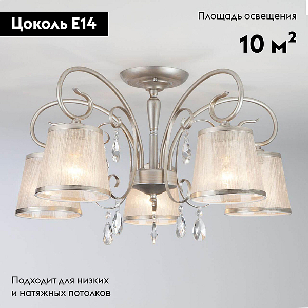 Потолочная люстра Eurosvet Liona 60065/5 серебро