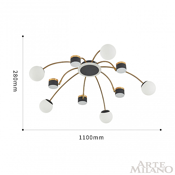 Потолочная светодиодная люстра Arte Milano Ferrara71040 272040/10 BK/GD