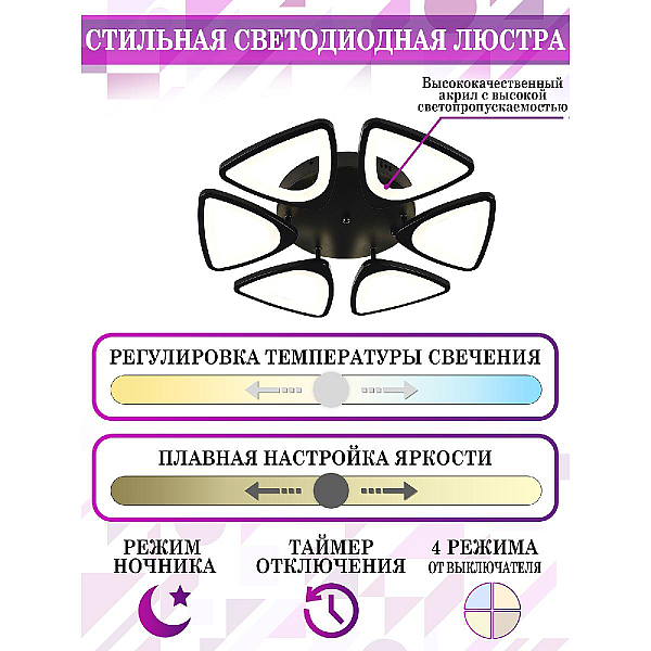 Потолочная светодиодная люстра Natali Kovaltseva Innovation Style 83045 Black
