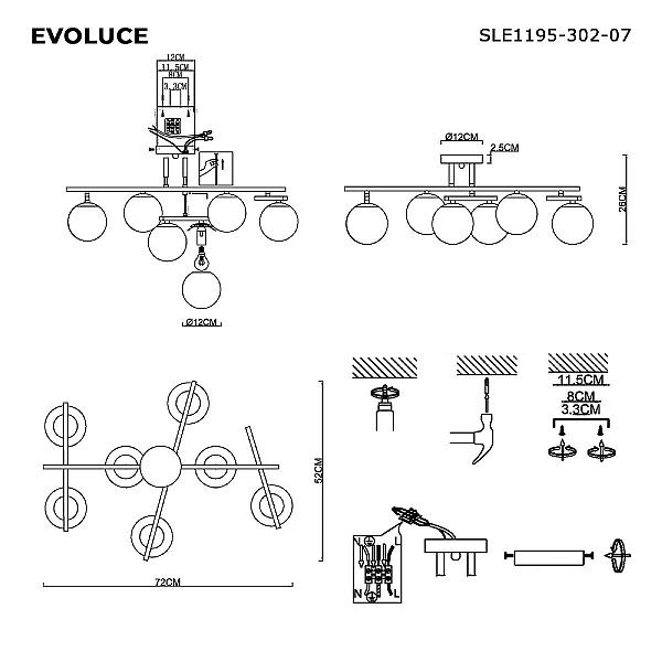 Потолочная люстра Evoluce Sierra SLE1195-302-07