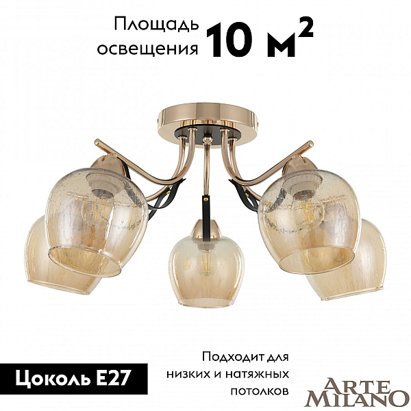 Потолочная люстра Arte Milano Amalfi 322306/5 FG+BK