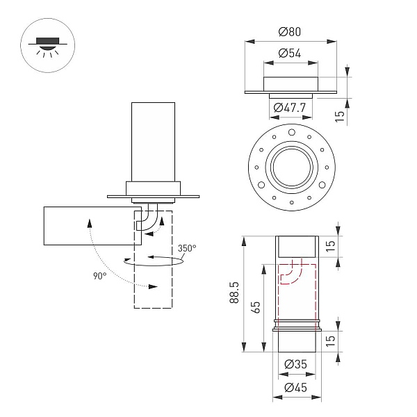Встраиваемый спот Arlight SP-NUANCE-TRIMLESS-PULL-R35-7W Warm3000 049910