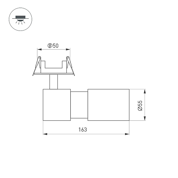 Спот Arlight LGD-ARTEMIS-BUILT-FLAP-R55-12W Warm2700 (BK, 8-80 deg, 230V) (IP20 Металл) 062274