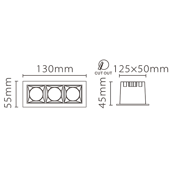 Встраиваемый светильник Fiberli XL003-3T 12130302