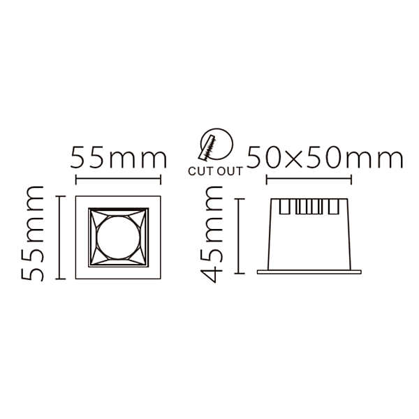 Встраиваемый светодиодный светильник Fiberli XL003-1T(W) 12130304