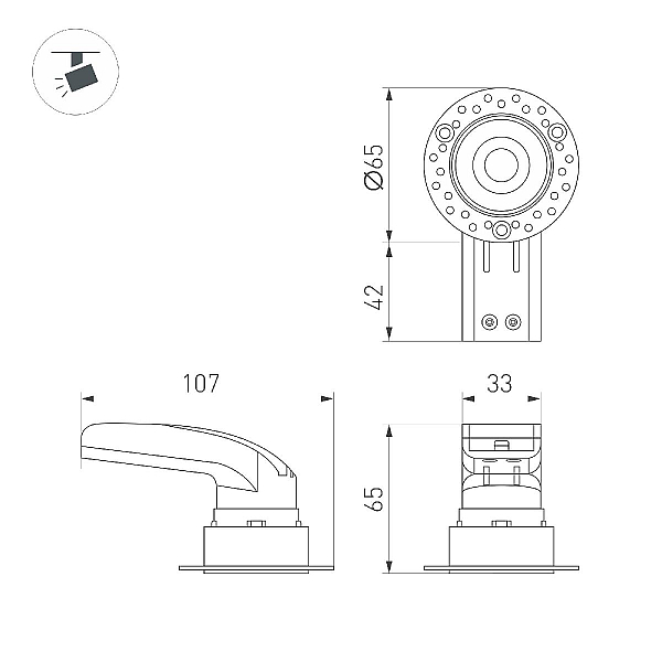 Встраиваемый светильник Arlight MS-RIALTO-TRIMLESS-R40-9W Warm2700 054472