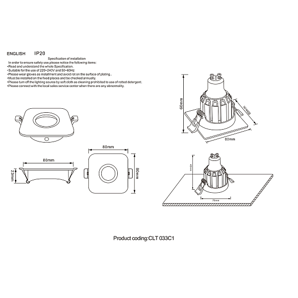 Встраиваемый светильник Crystal Lux CLT 033 CLT 033C1 WH