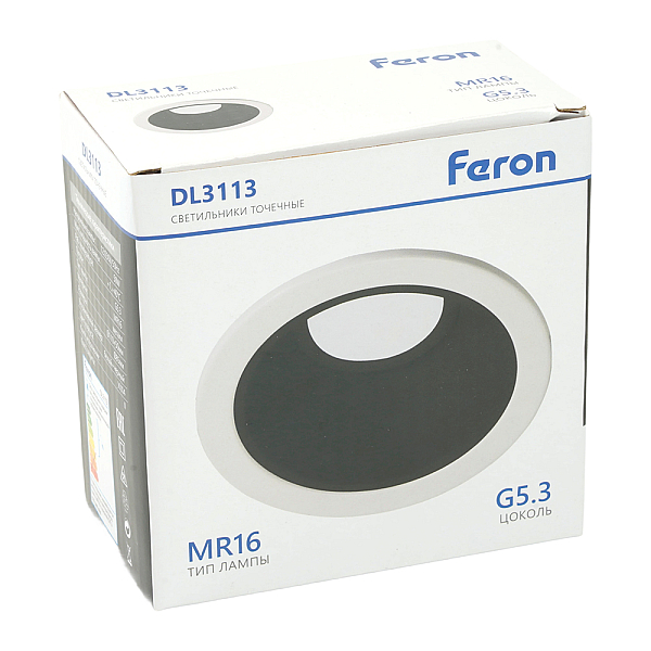 Светильник встраиваемый Feron DL3113 потолочный MR16 G5.3 белый + черный 51365