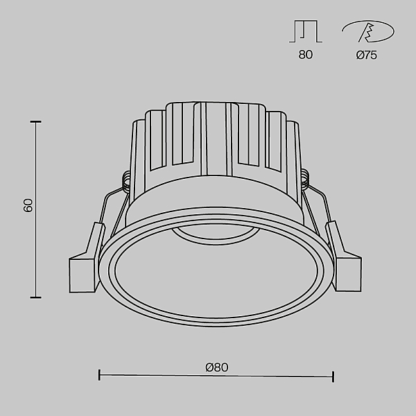 Встраиваемый светодиодный светильник Maytoni Technical Round DL058-12W2.7K-B