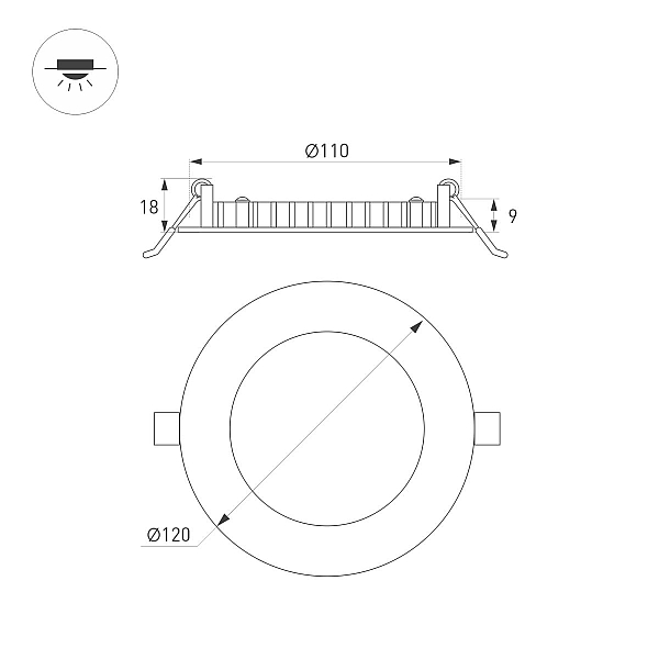 Встраиваемый светильник Arlight MS-EDGE-R120-6W Day4000 (WH, 115 deg, 230V) (IP44 Металл) 041903
