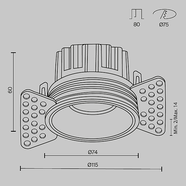 Встраиваемый светодиодный светильник Maytoni Round DL058-12W3K-TRS-B