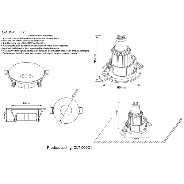 Встраиваемый светильник Crystal Lux CLT 004C1 CH