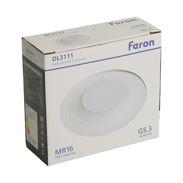 Светильник встраиваемый Feron DL3111 потолочный MR16 G5.3 белый 51344