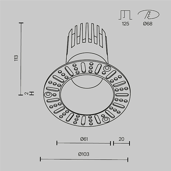 Встраиваемый светильник Maytoni Technical Dip DL122-15W-2.7K-TRS-B