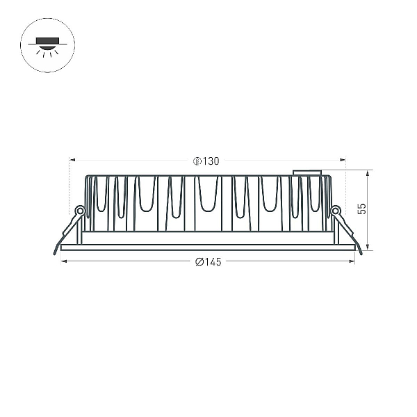 Встраиваемый светодиодный светильник Arlight MS-Mist-Built-R145-15W Warm3000 041613