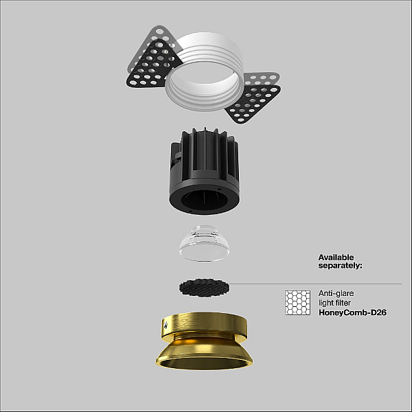 Встраиваемый светодиодный светильник Maytoni Round DL058-12W3K-TRS-BS
