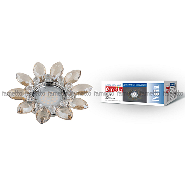 Встраиваемый светильник Fametto Peonia DLS-P112 GU5.3 CHROME/COGNAC+CLEAR 10542