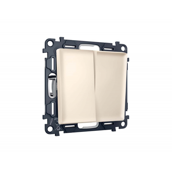 Комплект механизма 2-клавишного перекрестного выключателя 10A-250V Alfa Бежевый матовый Quant Ambrella Volt MA323030 (AP3230, VM125)
