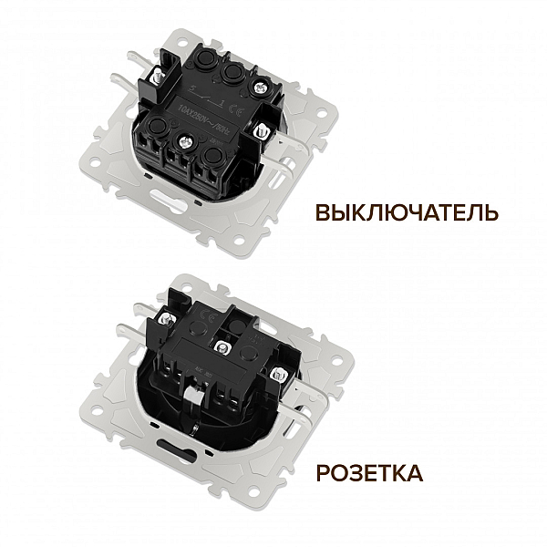 Выключатель одноклавишный с розеткой Arte Milano SET06-2-30-1-40-1 shampan