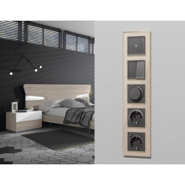 Комплект механизма 2-клавишного перекрестного выключателя 10A-250V Alfa Антрацит серый Quant Ambrella Volt MA653030 (AP6530, VM125)