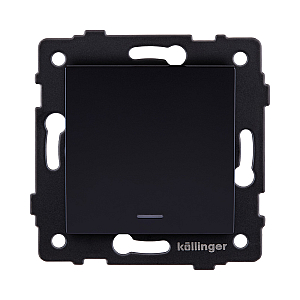 Выключатель кнопочный 1-клавишный 10А/250В с LED подсветкой, черный Kollinger REA-S-013BK для Aspekt, Eleganz, Reflex