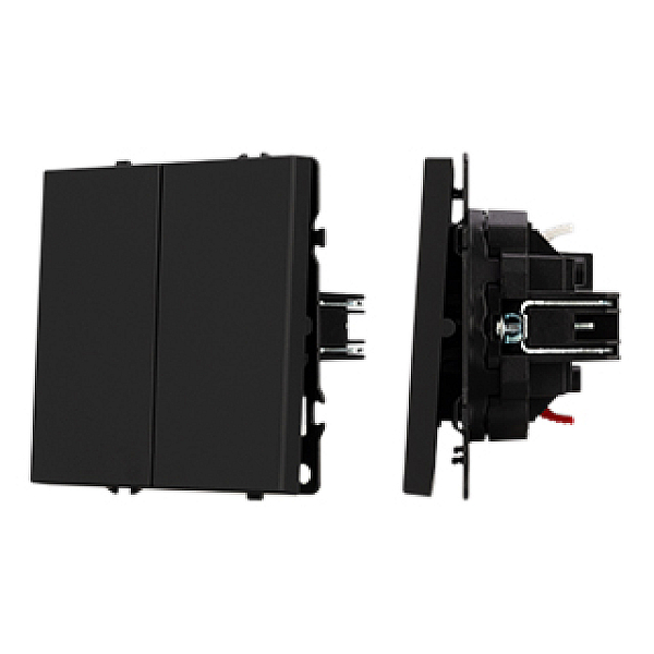 Механизм выключателя двухклавишный перекрёстный Arlight SWT-NOBE-MKX2-SFPL-BK (230V, 10A) (Черный оникс) 061790
