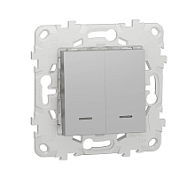 Выключатель двухклавишный Schneider Electric Unica New NU521130N