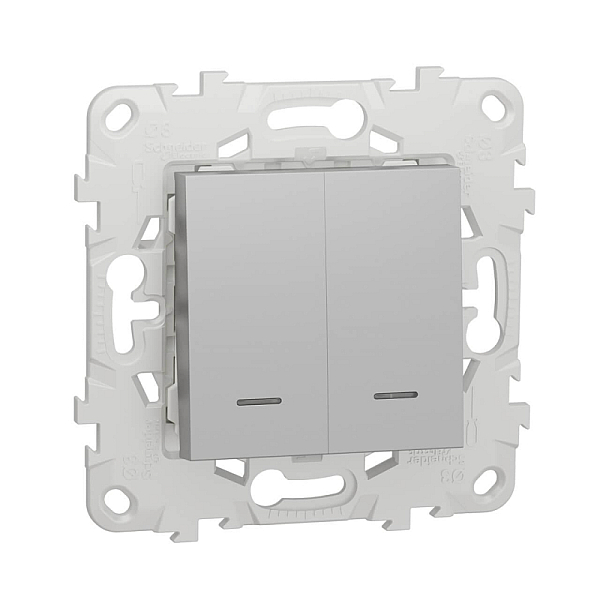 Выключатель двухклавишный Schneider Electric Unica New NU521130N