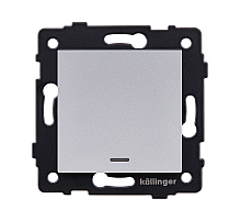 Выключатель 1-клавишный проходной 10А/250В с LED подсветкой, серый Kollinger REA-S-004GY для Aspekt, Eleganz, Reflex