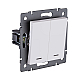 Выключатель 2-клавишный 10А/250В с LED подсветкой, белый матовый Kollinger REA-S-008WM для Aspekt, Eleganz, Reflex