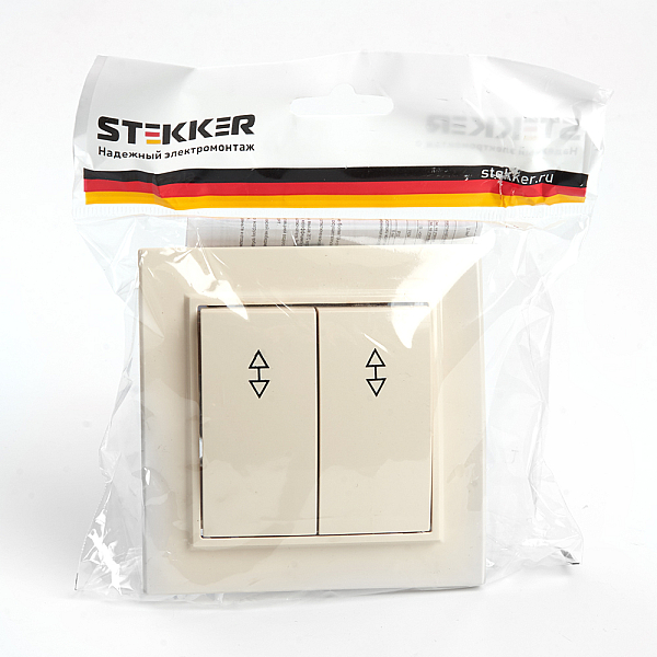 Переключатель двухклавишный Stekker Эрна слоновая кость PSW10-9008-02 39920
