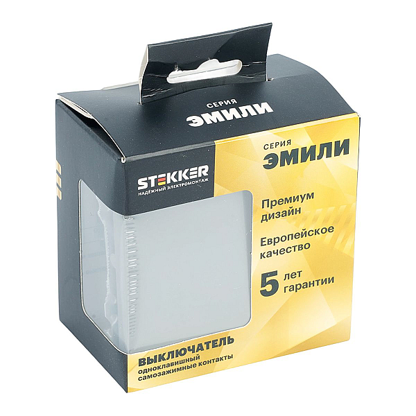 Выключатель 1-клавишный (механизм), СЗК, Stekker, 250В, 10А Эмили, RSW10-5103-10ZK, платиново-серый, soft touch 50238