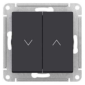 Выключатель 2-клавишный для жалюзи, 2х сх.4, 10А, Карбон Systeme Electric AtlasDesign ATN001019