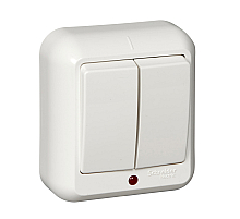 Выключатель 2-клавишный с подсветкой Schneider Electric Прима A56-007I-B
