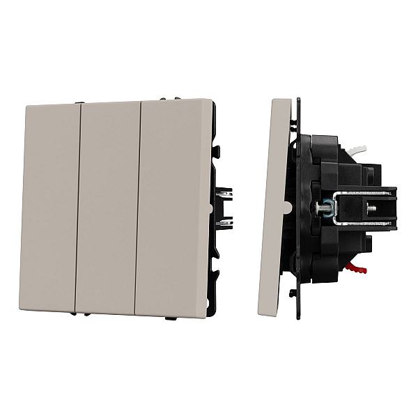 Механизм выключателя трехклавишный непроходной Arlight SWT-NOBE-MK03-SFPL-CA (230V, 10A) (Кашемир) 061797