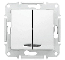 Выключатель двухклавишный с синей подсветкой Schneider Electric Sedna 10A 250V SDN0300321