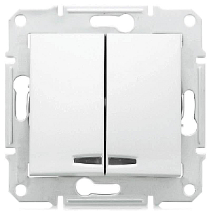 Выключатель двухклавишный с синей подсветкой Schneider Electric Sedna 10A 250V SDN0300321