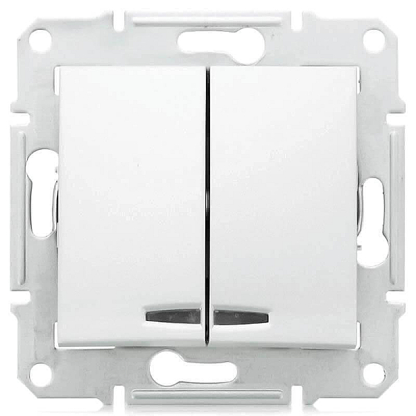 Выключатель двухклавишный с синей подсветкой Schneider Electric Sedna 10A 250V SDN0300321