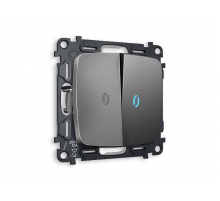 Комплект механизма 2-кл проходного выключателя с подсветкой Ambrella Volt Omega MO654040