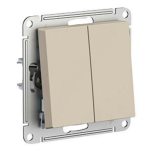 Переключатель 2-клавишный, сх.6/2, 10АХ, механизм Systeme Electric AtlasDesign Песочный ATN001265