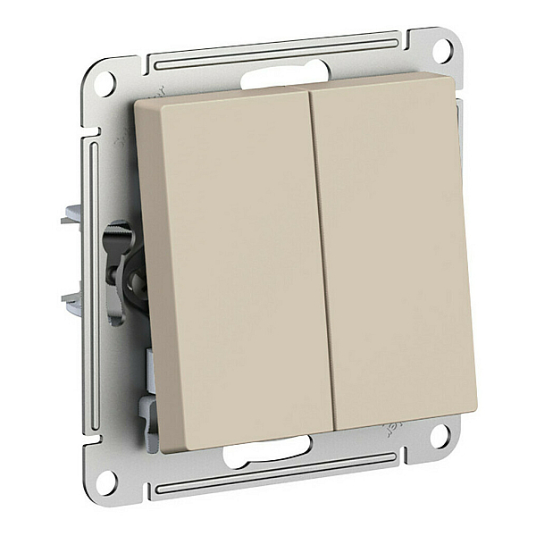 Переключатель 2-клавишный, сх.6/2, 10АХ, механизм Systeme Electric AtlasDesign Песочный ATN001265