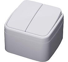 Выключатель 2-клавишный Stekker, PSW10-42-20, открытой установки, 250В, 10А, IP20 Basic, белый 39032