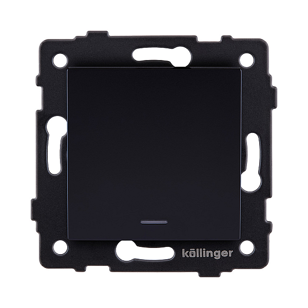 Выключатель 1-клавишный перекрестный 10А/250В с LED подсветкой, черный Kollinger REA-S-015BK для Aspekt, Eleganz, Reflex